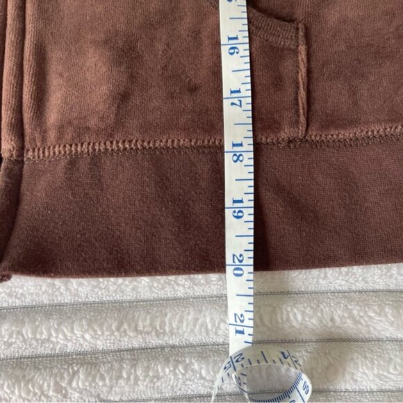 Active Basic Chocolate Brown Velour Zip-Up Hoodie Women's Medium Soft Stretchy - Picture 8 of 11